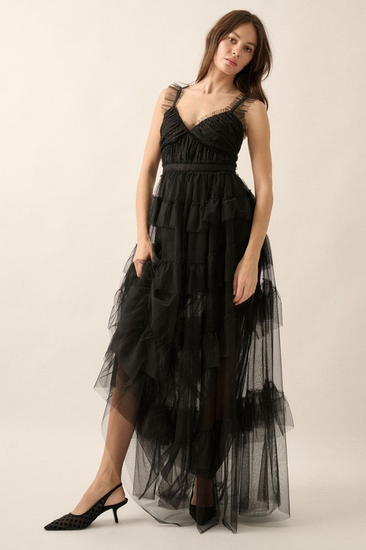 Black Ruffle maxi dress