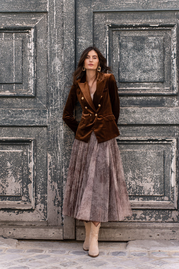 Parisian Tulle  brown toile skirt 