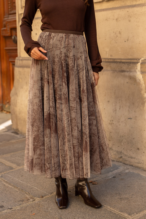 Parisian Tulle  brown toile skirt 