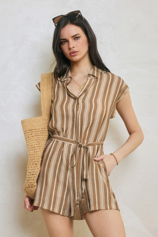 Earth tones striped romper