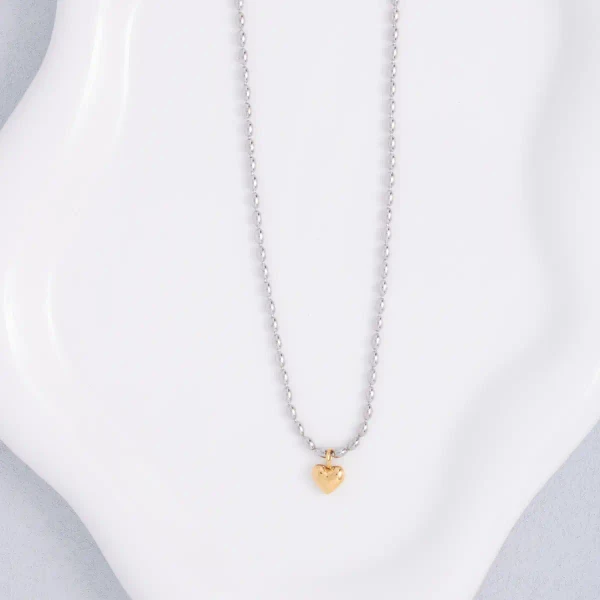 Dainty heart two tone necklace 
