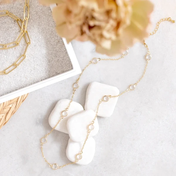 Crystal delicate gold plated necklace 