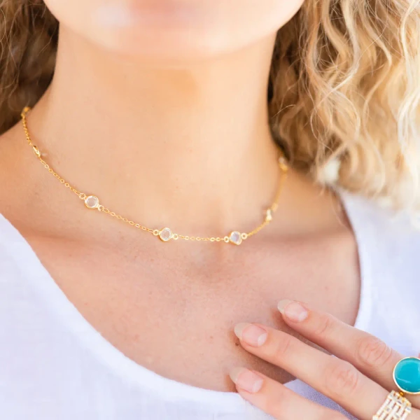 Crystal delicate gold plated necklace 