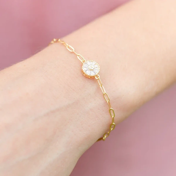 Gold plated crystal pulley bracelet 