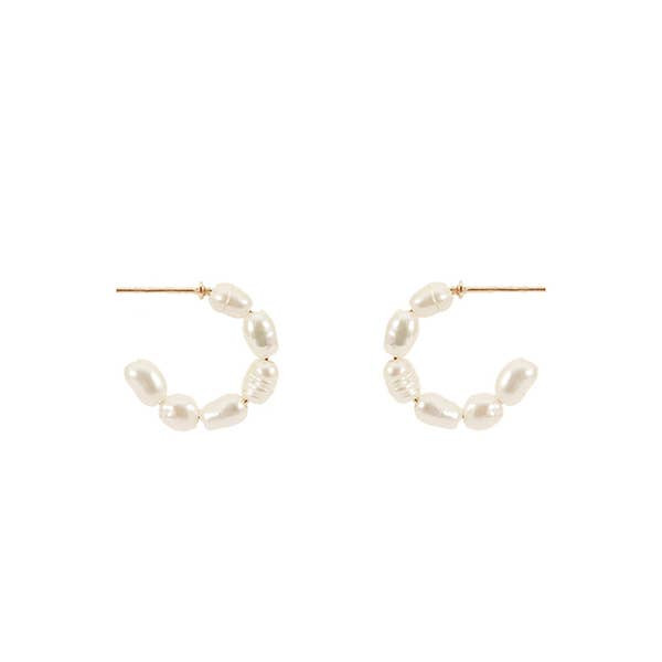 Mini Fresh Water Pearls Hoops