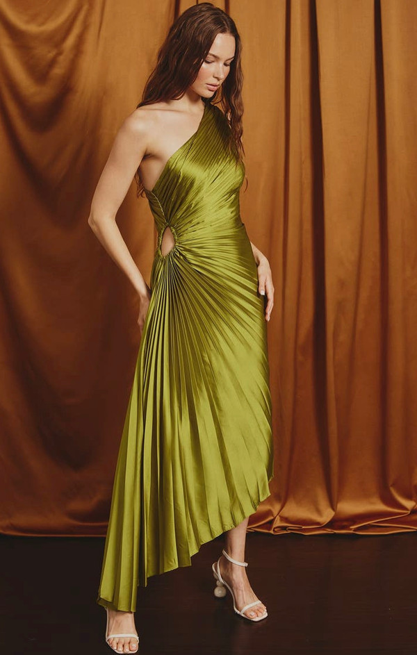 Olympia magenta pleated dress