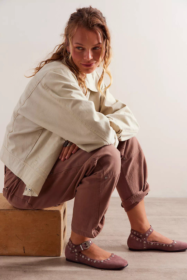 Free People suede rose studded flats 