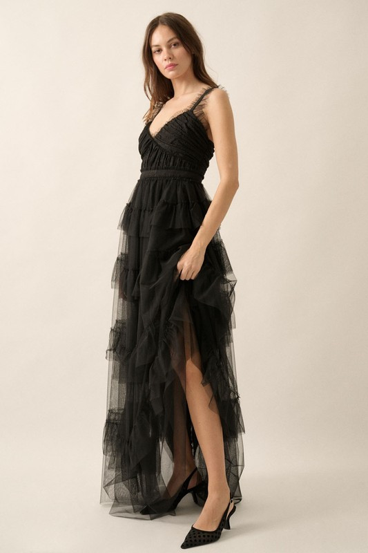 Black Ruffle maxi dress
