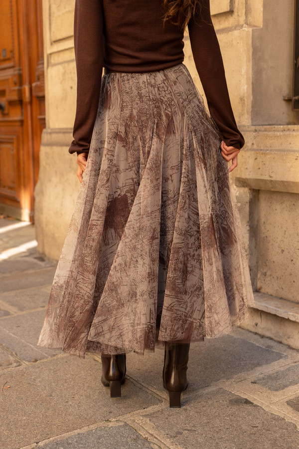 Parisian Tulle  brown toile skirt 