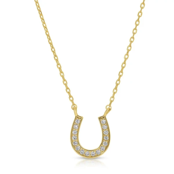 Horseshoe dainty pave  gold plated necklace