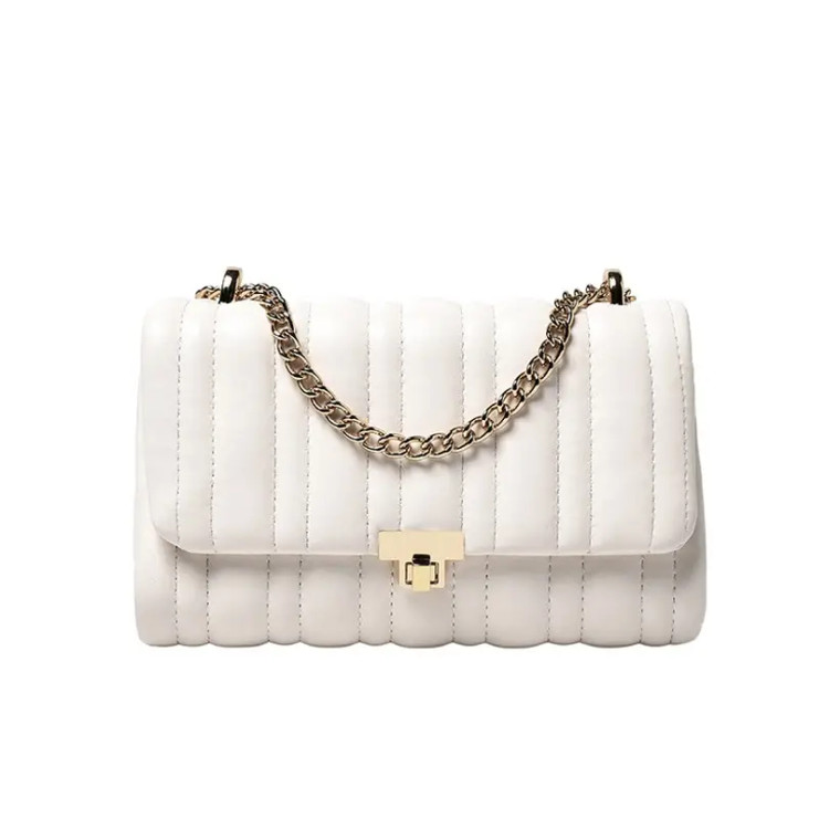 White cloud vegan padded chain bag