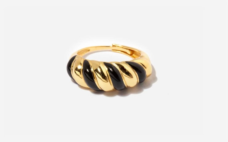 Black + Gold Croissant Ring