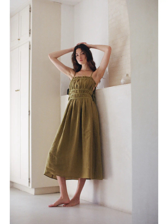 Gabriella open side linen maxi dress