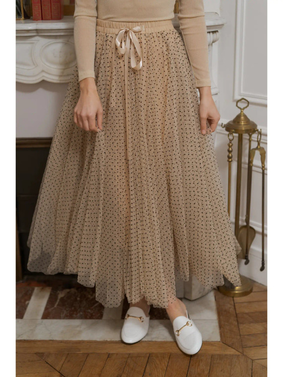 Parisian tulle dotted skirt