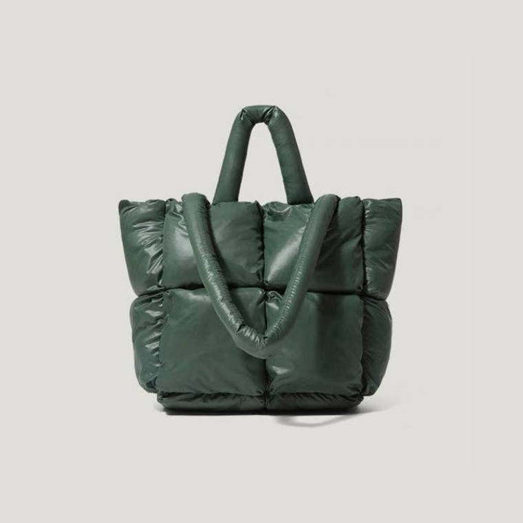 Green puffer tote