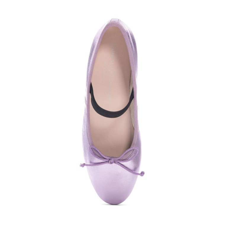 Lilac leather metallic ballet flats 