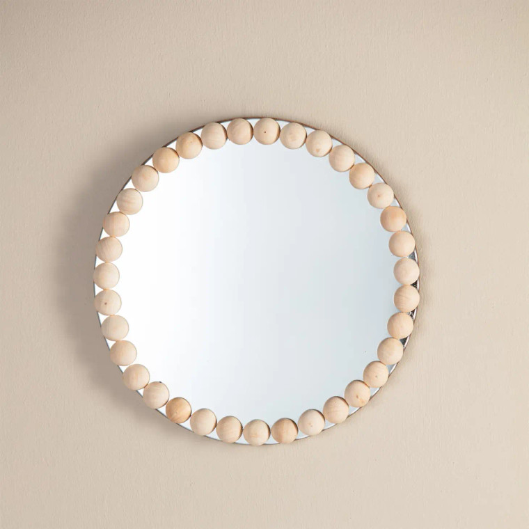 Wood beaded mirror
