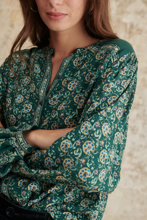 Perou Printed Blouse with Puff Sleeves