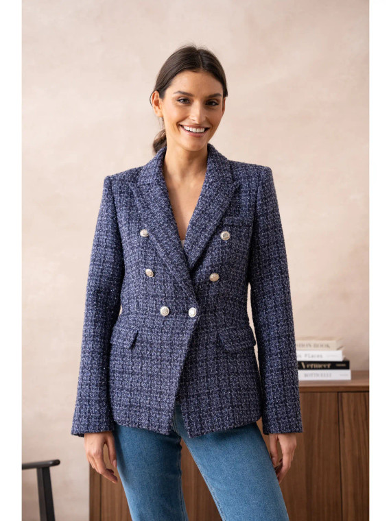 Metallic navy tweed blazer 