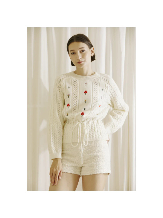 Spring flowers embroidered sweater
