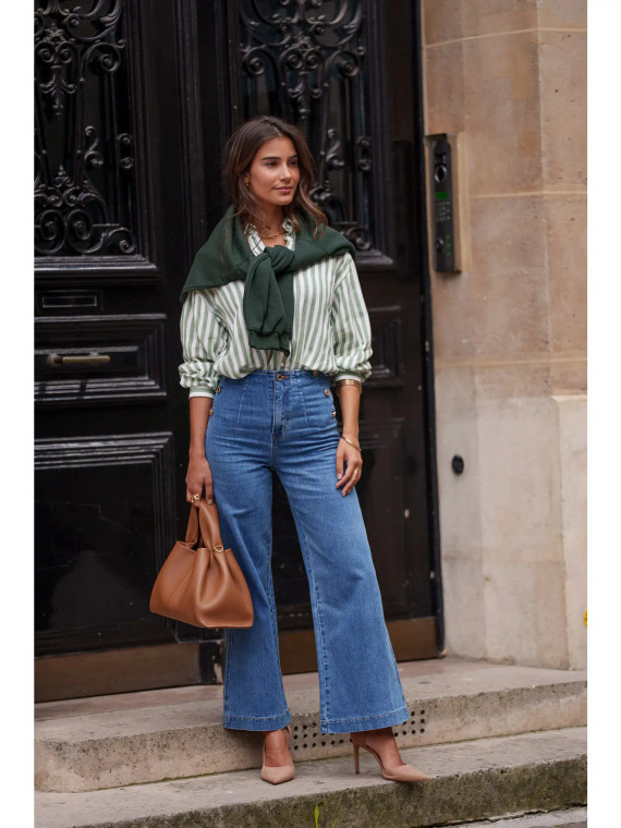 French riviera buttoned jeans