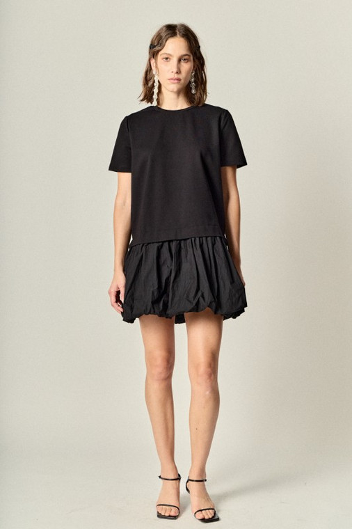 Mixed media sweater black cotton dress