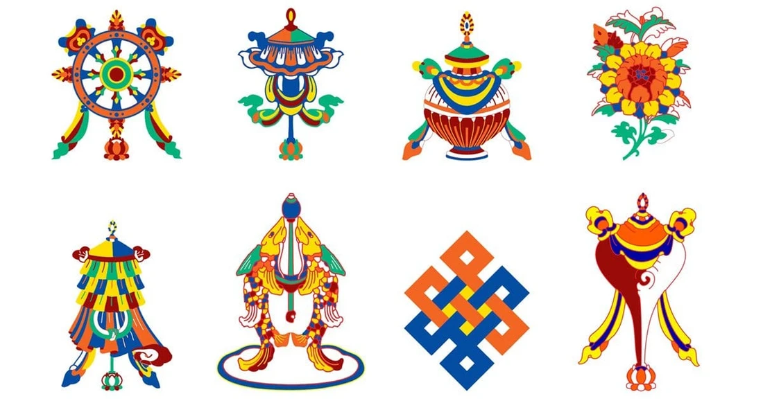 Eight Auspicious Tibetan Symbols of Good Fortune