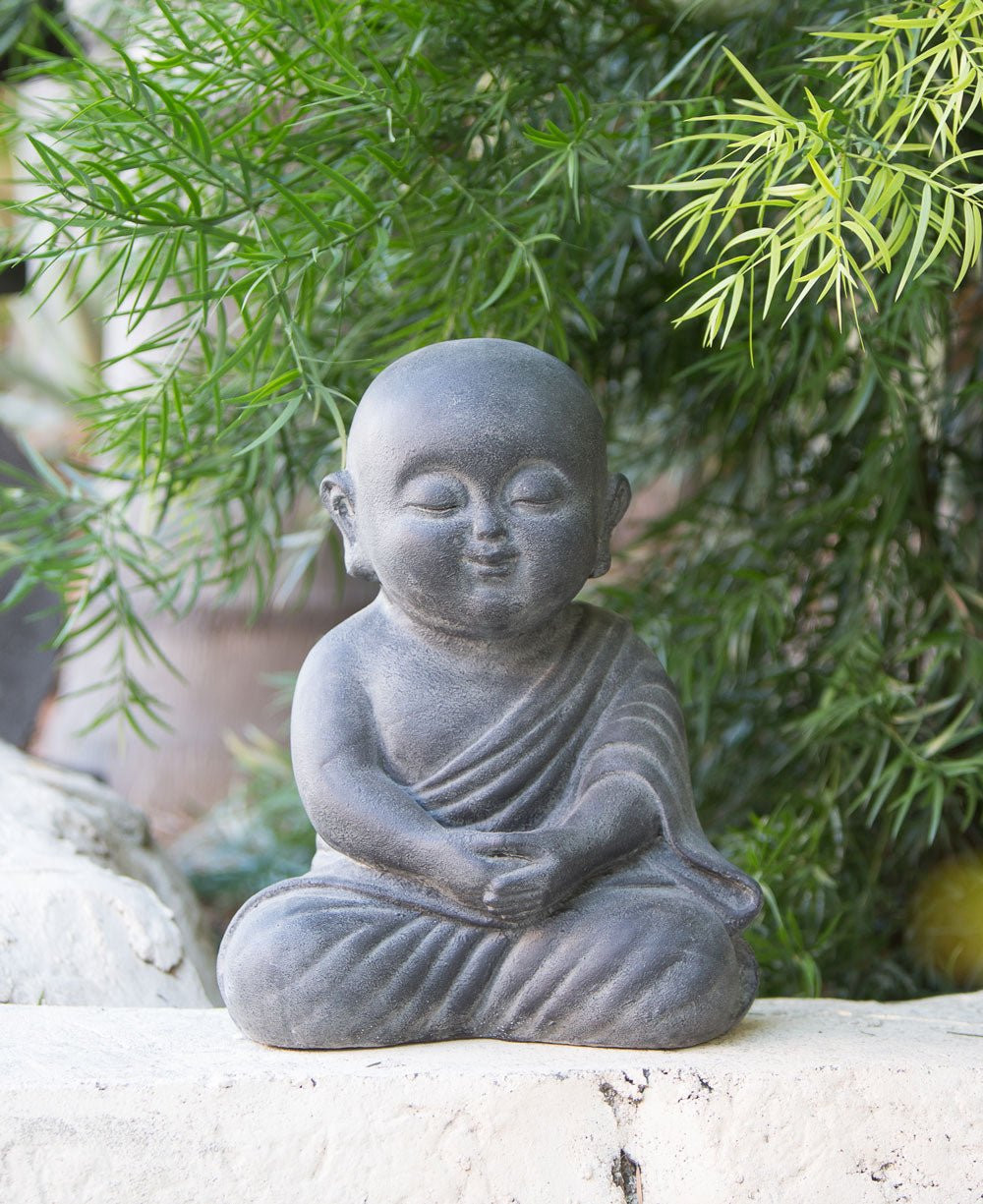 Peaceful Shaolin Monk Garden Statue, 16 Inches