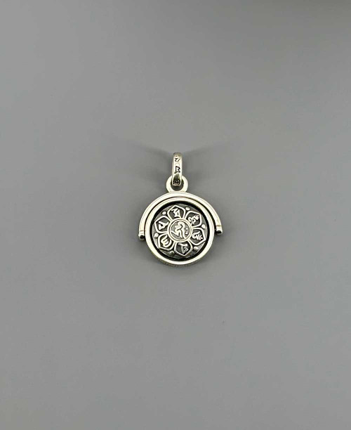 Kinetic Spinning Om Mani Padme Hum Tibetan Mantra Pendant in Sterling Silver - Charms & Pendants