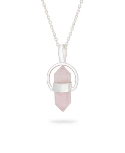 Sterling Silver Rose Quartz Point Necklace - Necklaces