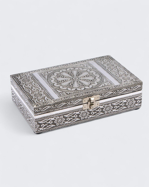 Lotus Mandala Embossed Mala Box with Mirror – Fair Trade Jewelry Holder - Jewelry Boxes