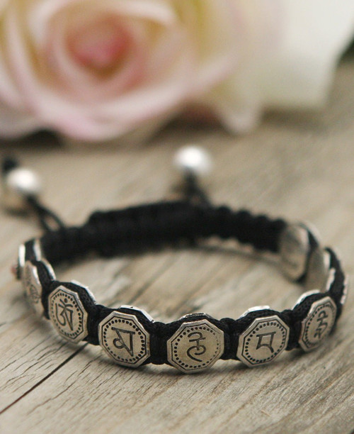 Buddhist Bracelet, Om Mani Padme Hum Tibetan Mantra - Bracelets