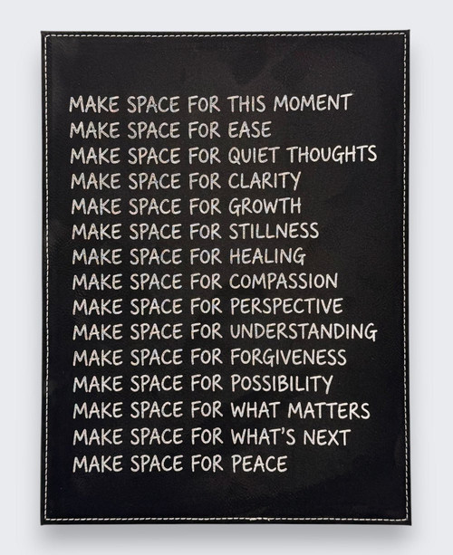“Make Space” Wall Plaque – Inspirational Vegan Leather Hanging - Posters, Prints, & Visual Artwork