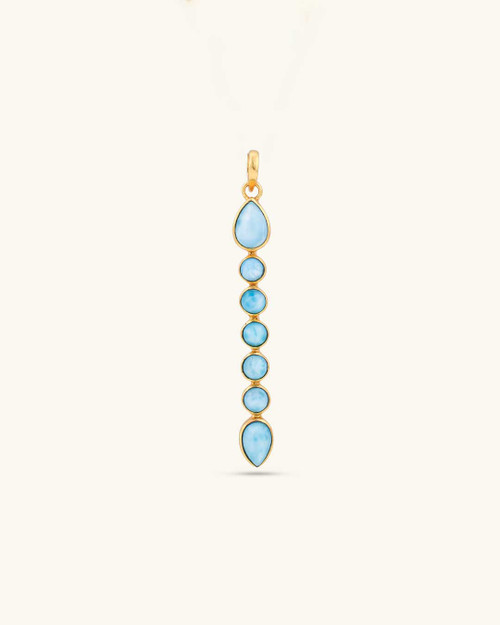 Gold-Plated Larimar Seven Stones Pendant