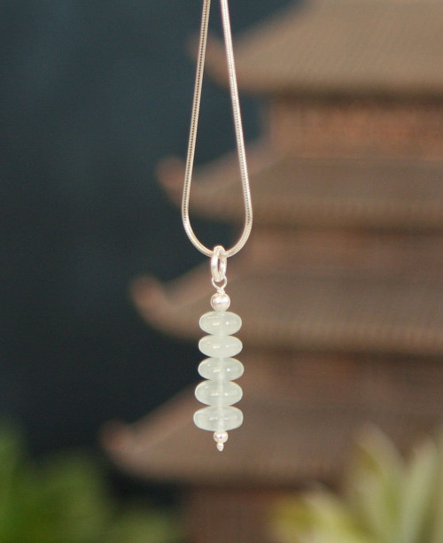 Aquamarine Stone Zen Cairn Pendant - Pendant