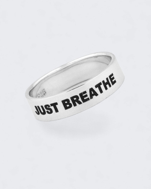 Just Breathe Inspirational Sterling Simple Band Ring - Rings Size 6