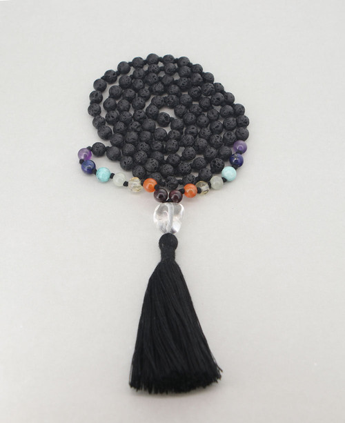 Seven Chakras Lava Beads Meditation Japa Mala - Prayer Beads