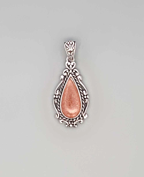 Sterling Silver Peach Moonstone Pendant - Charms & Pendants