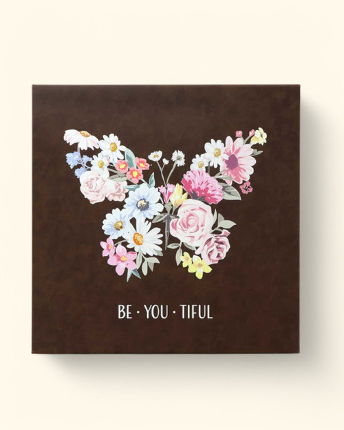 BeYouTiful Inspirational Art Floral Butterfly Wall Hanging - Posters, Prints, & Visual Artwork Brown