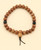 Sandalwood Stretch Wrist Mala with Stone Counters, 27 Beads - Prayer Beads Black Onyx