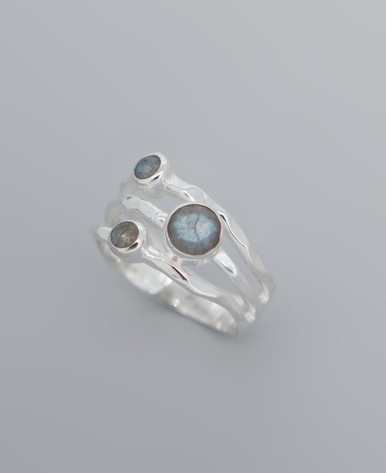Triple Stone Labradorite Ring in Sterling Silver