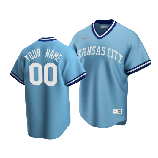 Men'S Kansas City Royals Custom #00 Cooperstown Collection Light Blue Road Jersey