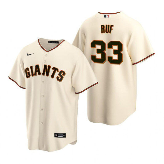 Mens San Francisco Giants #33 Darin Ruf 2020 Home Cream Jersey Gift For Giants Fans