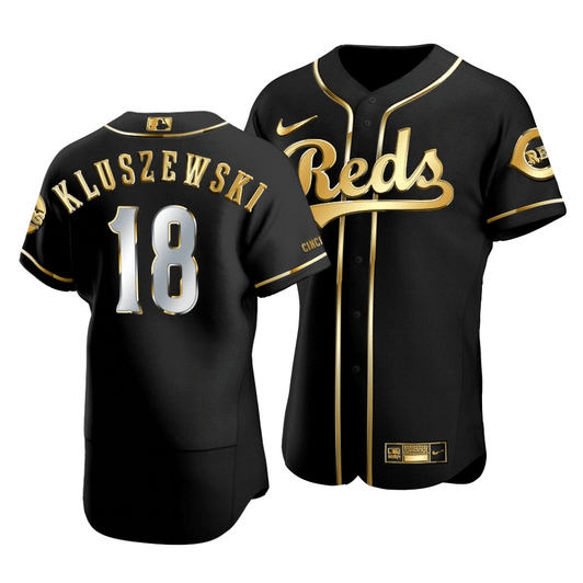 Men'S Cincinnati Reds Ted Kluszewski #18 Golden Edition Black  Jersey