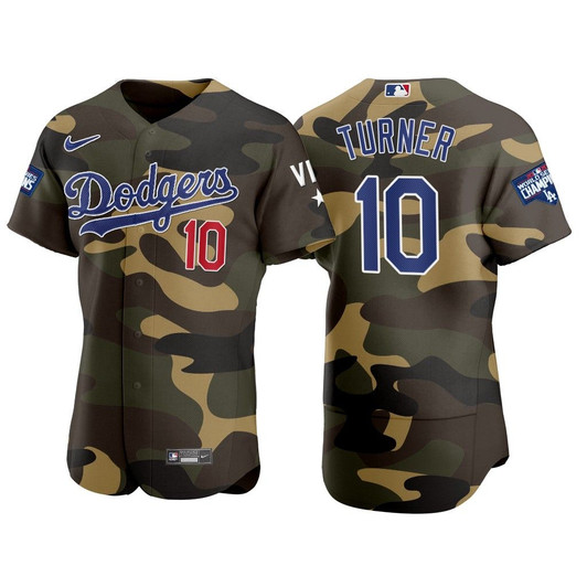 Justin Turner Los Angeles Dodgers #10 Camo 2021 Armed Forces Day Jersey