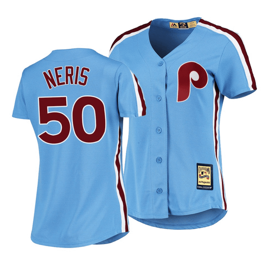 Women'S Philadelphia Phillies #50 Hector Neris Cooperstown Collection Light Blue Road Jersey