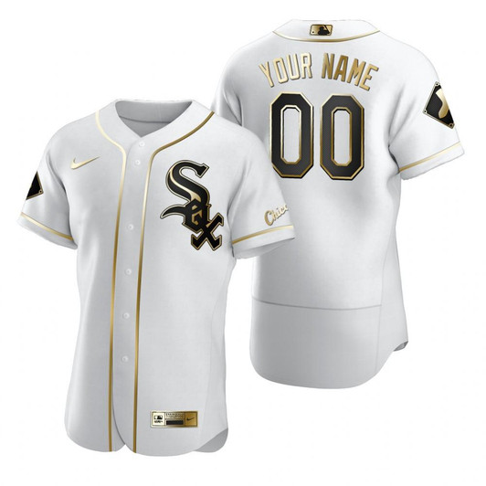 Chicago White Sox #00 Any Name Mlb Golden Edition White Jersey Gift For White Sox Fans
