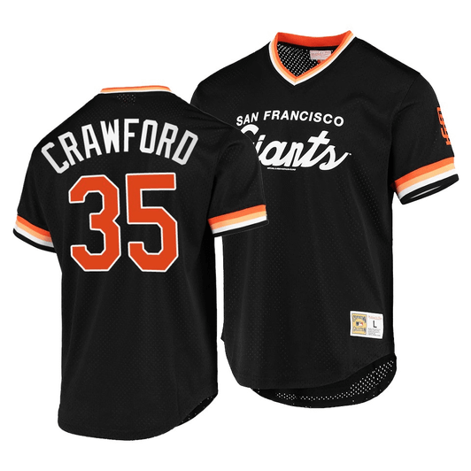 Men'S San Francisco Giants Brandon Crawford #35 Cooperstown Collection Black Script Fashion Jersey