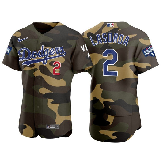 Tommy Lasorda Los Angeles Dodgers #2 Camo 2021 Armed Forces Day Jersey