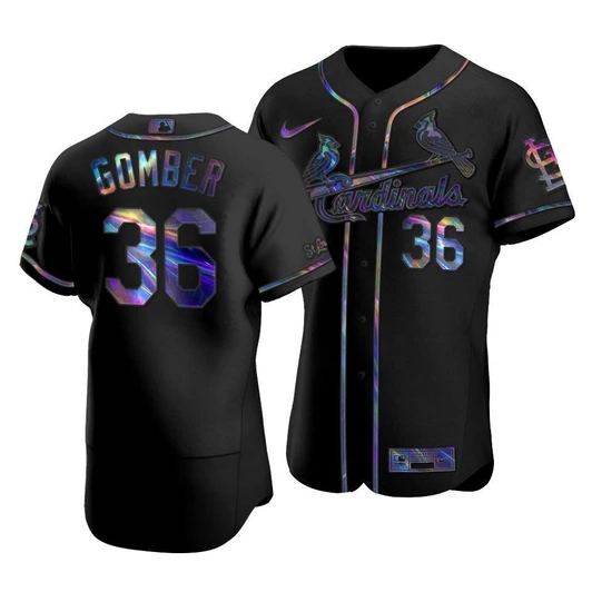 Men'S St. Louis Cardinals Austin Gomber #36 Iridescent Logo Holographic Limited Jersey Black